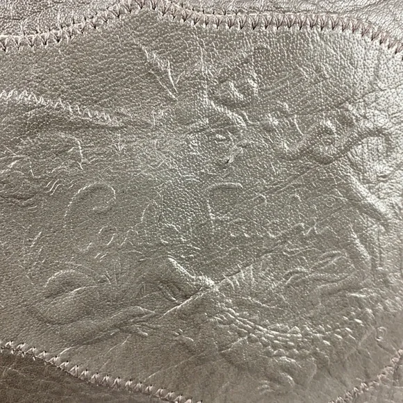 VINTAGE 70’s CARLOS FALCHI Gray Leather Crossbody Bag - Picture 6 of 17